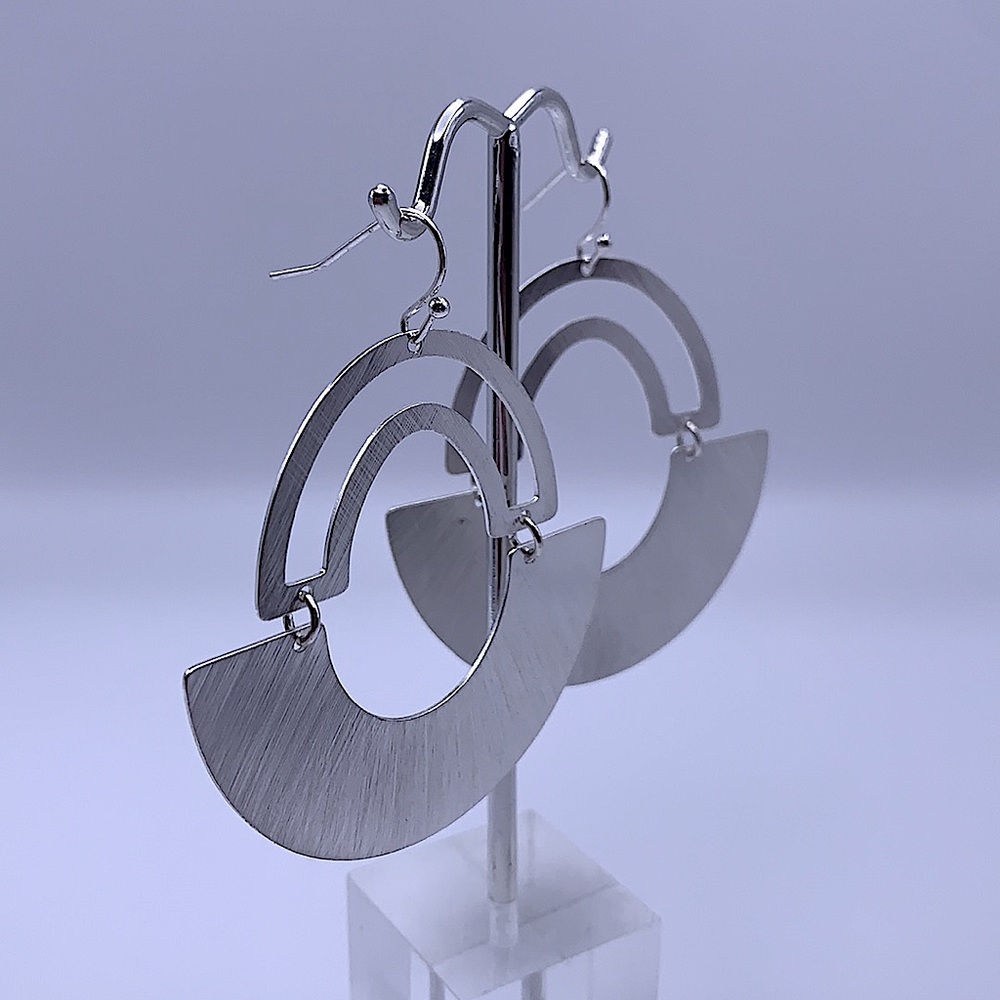 Brushed Silver GEO Shape Earrings NEW